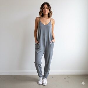 Women's Gray Casual Jumpsuit